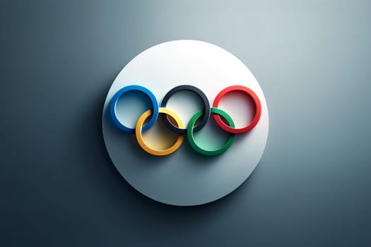Olympic Games emblem, Olympic rings on a gray steel background.