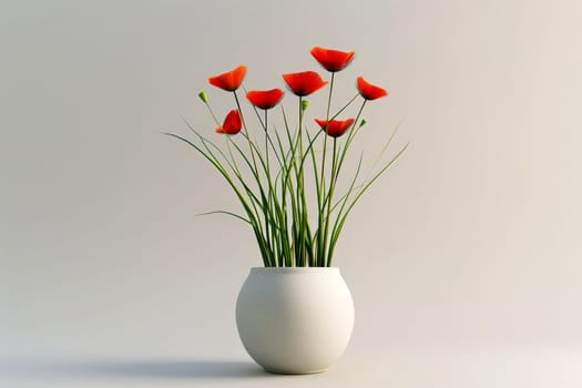 Poppy bouquet in a glass jar on isolated background. Generative AI.