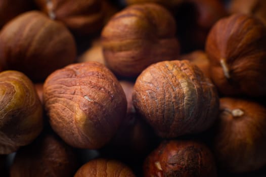 Photo of hazelnut. Hazelnut nut health organic brown filbert autumn background concept. Food background.