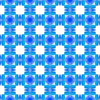 Textile ready attractive print, swimwear fabric, wallpaper, wrapping. Blue neat boho chic summer design. Tropical seamless pattern. Hand drawn tropical seamless border.