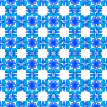 Textile ready attractive print, swimwear fabric, wallpaper, wrapping. Blue neat boho chic summer design. Tropical seamless pattern. Hand drawn tropical seamless border.