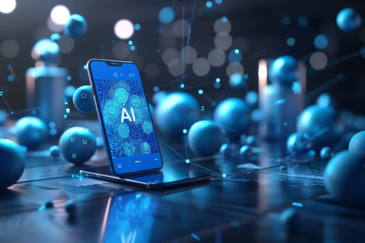 smartphone with in intelligence Ai, Chat with AI Artificial Intelligence, futuristic technology.