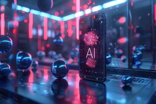 smartphone with in intelligence Ai, Chat with AI Artificial Intelligence, futuristic technology.