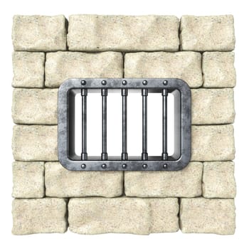Prison window 3D rendering illustration isolated on white background