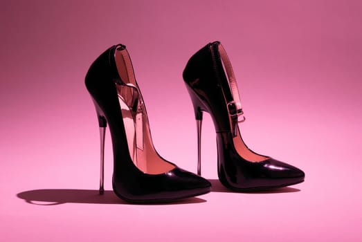 fetish black shine extreme high heels