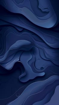 This abstract image mimics an oceans topography with flowing lines and deep blue hues, creating a sense of underwater undulation