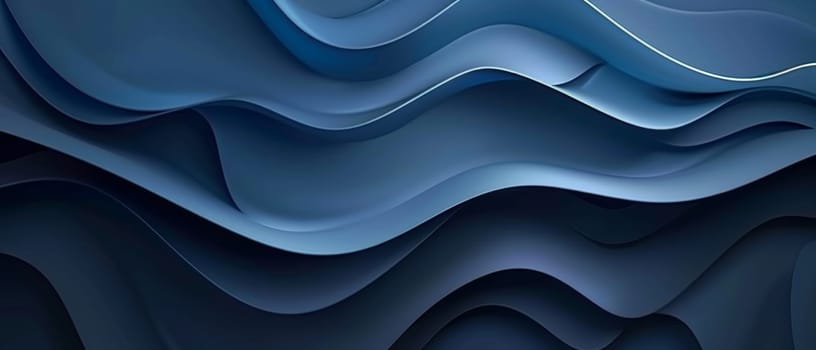 Layered waves of serene blue create a harmonious abstract pattern, wide in scope, suggesting depth and calmness