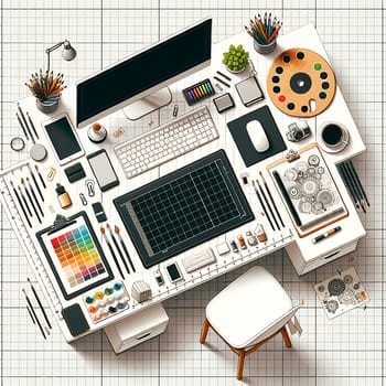 Designer's Oasis: A Top-View Desktop Workplace