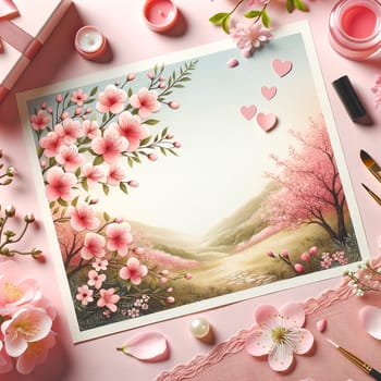 Spring Blossoms: Pink Floral Greeting Card for Woman's Day