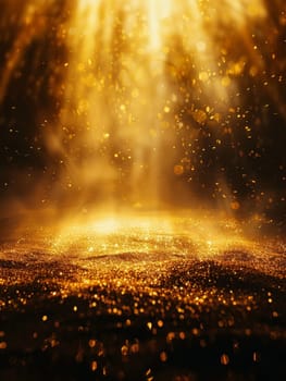 Divine beams of light shine through, casting a breathtaking sparkle on a blanket of golden dust