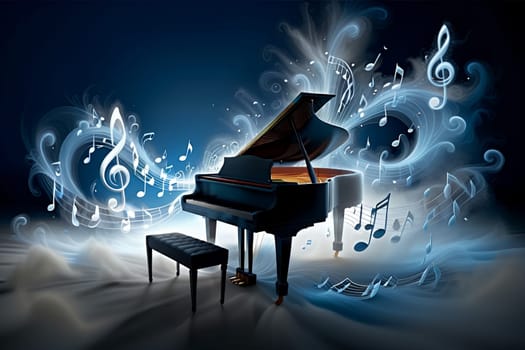 abstract musical background with piano and notes .