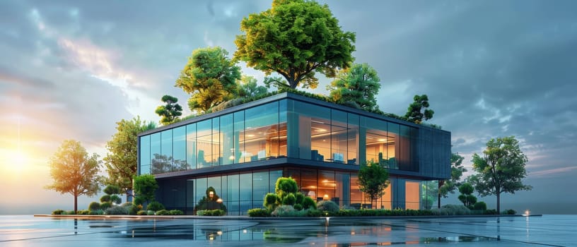 A building with a tree on top of it by AI generated image.