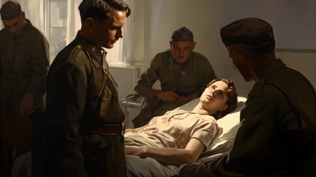 Hospital and doctors help: Turkish soldiers in Istanbul Archaeological Museum.