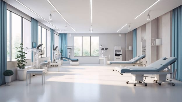 Hospital and doctors help: 3d rendering x-ray room in modern hospital with medical equipment