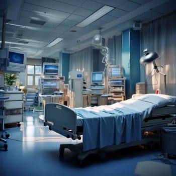 Hospital and doctors help: Interior of a modern hospital room. 3d rendering image.