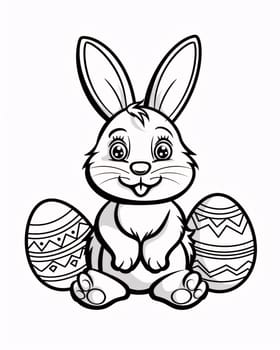 Feasts of the Lord's Resurrection: Easter bunny with eggs on a white background. Vector illustration.