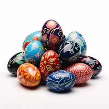 Feasts of the Lord's Resurrection: Colorful easter eggs isolated on white background with clipping path.