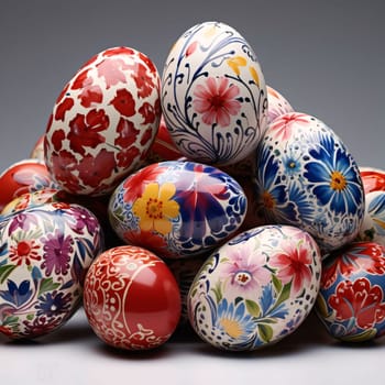Feasts of the Lord's Resurrection: Painted easter eggs with floral patterns on a gray background.