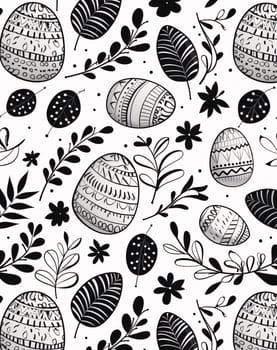 Feast of the Lord's Resurrection: Seamless pattern with black and white Easter eggs. Vector illustration.