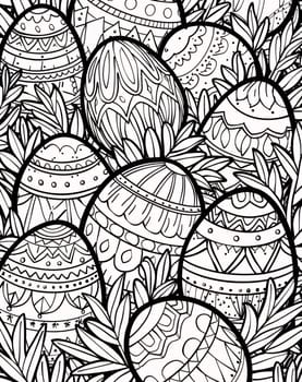 Feasts of the Lord's Resurrection: Black and white seamless pattern with easter eggs. Vector illustration.
