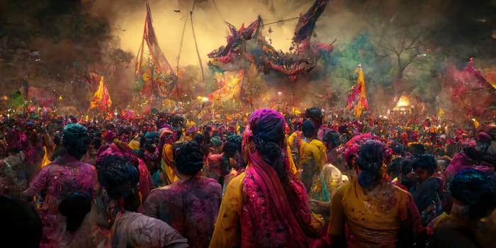 Festival Holi: Hindu devotees carrying kavadi during Thaipusam festival in Kolkata.