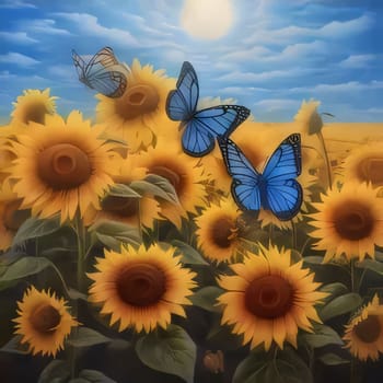 Beautiful spring illustration: abstract background of blue sky with white clouds. High quality photo