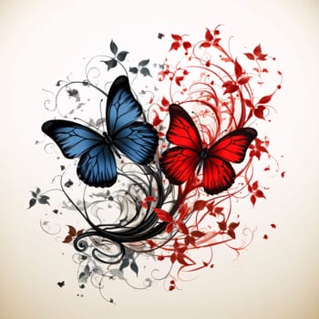 Beautiful spring illustration: Floral background with butterfly, element for design, vector illustration.