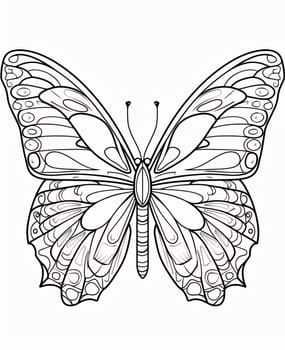 Beautiful spring illustration: Beautiful butterfly for coloring book. Outline hand drawn vector illustration.