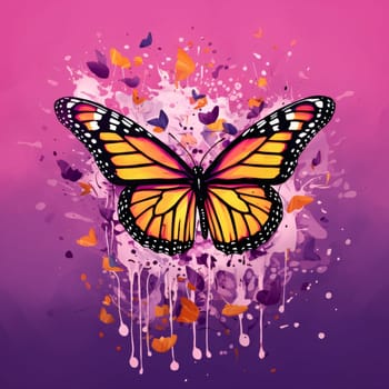 Beautiful spring illustration: Butterfly on a grunge background with butterflies. Vector illustration.