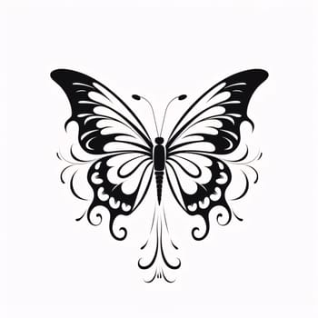 Beautiful spring illustration: Butterfly silhouette on a white background. Vector illustration for your design