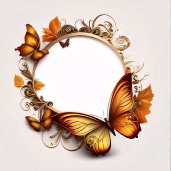 Beautiful spring illustration: Beautiful frame with butterflies and leaves for your text. Vector illustration.
