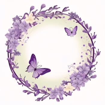 Beautiful spring illustration: Floral frame with butterflies and flowers. Hand drawn vector illustration.