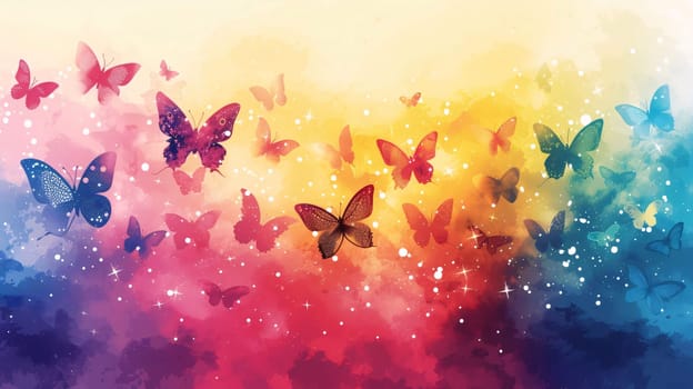 Beautiful spring illustration: Butterfly background watercolor illustration. Spring summer background with butterfly.