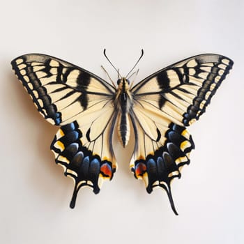 Beautiful spring illustration: Butterfly Papilio machaon on white background.