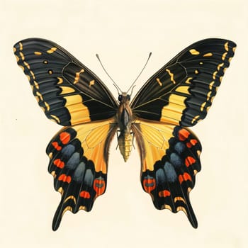 Beautiful spring illustration: Butterfly Papilio machaon isolated on white background