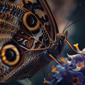 Beautiful spring illustration: Butterfly on a flower. Close-up. Beautiful butterfly.