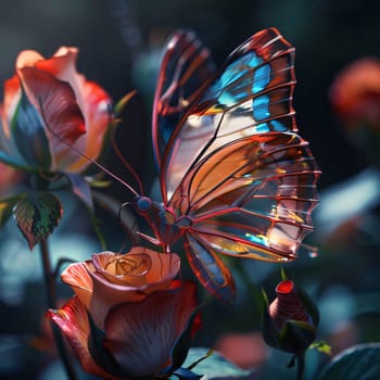 Beautiful spring illustration: Butterfly in the garden. Beautiful butterfly on a flower.