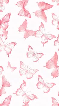 Beautiful spring illustration: butterflies design, pink butterflies, isolated on a white background