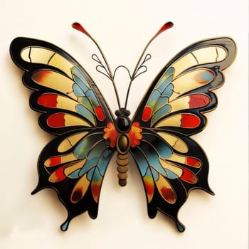 Beautiful spring illustration: Butterfly made of glass and plastic on a white background.