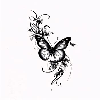 Beautiful spring illustration: butterflies design on a white background,watercolor,illustration