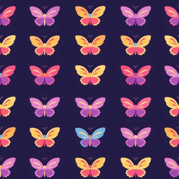 Abstract illustration: Seamless pattern with colorful butterflies on dark background. Vector illustration.