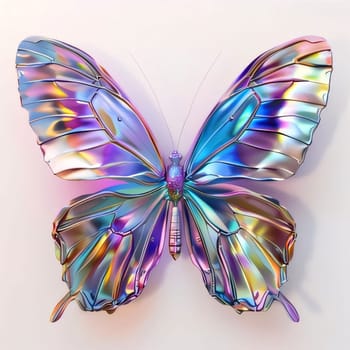 Beautiful spring illustration: Colorful butterfly on a white background. 3d render illustration.