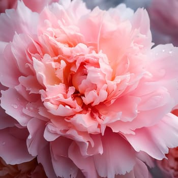 Close-up view of the petals of the peony flower. Flowering flowers, a symbol of spring, new life. A joyful time of nature waking up to life.