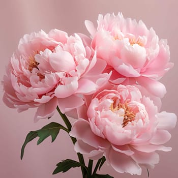 View of peony flowers. Flowering flowers, a symbol of spring, new life. A joyful time of nature waking up to life.