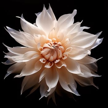 White lotus flower isolated on black background. Flowering flowers, a symbol of spring, new life. A joyful time of nature waking up to life.