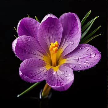 Purple lotus on dark background. Flowering flowers, a symbol of spring, new life. A joyful time of nature waking up to life.