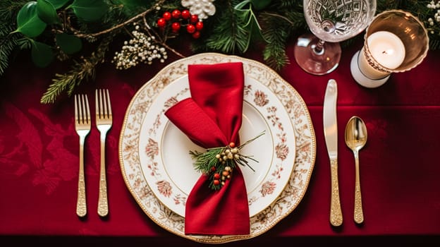 Table decor, holiday tablescape and formal dinner table setting for Christmas, holidays and event celebration, English country decoration and home styling inspiration