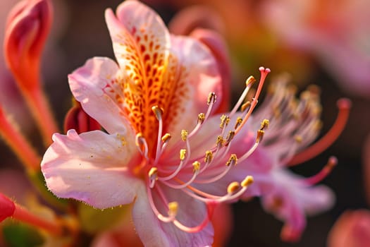 Pink flowers, petals on a smudged background. Flowering flowers, a symbol of spring, new life. A joyful time of nature waking up to life.