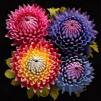 Colorful dahlia flowers. Flowering flowers, a symbol of spring, new life. A joyful time of nature waking up to life.