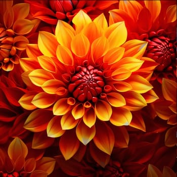 Orange dahlia flower. Close-up photo. Flowering flowers, a symbol of spring, new life. A joyful time of nature waking up to life.